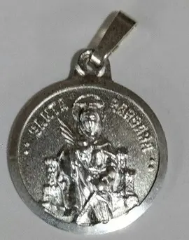 MEDALLA DE PLATA DE SANTA BÁRBARA, 1,6 CM DIÁMETRO