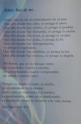 POSTAL CON FRASE DE SAN FRANCISCO: ''SEÑOR, HAZ DE MÍ UN INSTRUMENTO DE TU PAZ''