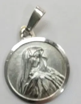 MEDALLA PLATA VIRGEN DE LOS DOLORES, DIÁMETRO: 1,7 CM